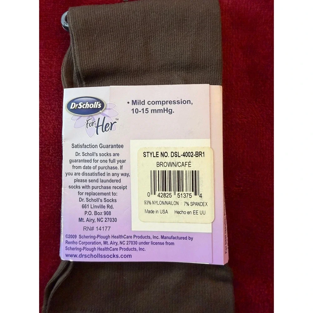Dr Scholls For Her Graduated Compression Socks Brown Large 8-10 DSL-4002-BR1 NEW
